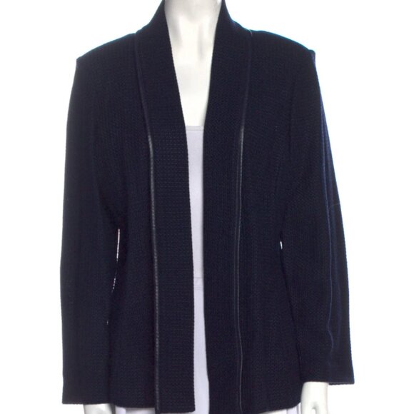 EUC St. John Navy Evening Jacket with Leather Trim - Picture 1 of 3